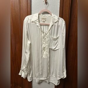 Denim & Supply Ralph Lauren Cream Lace-Up Blouse